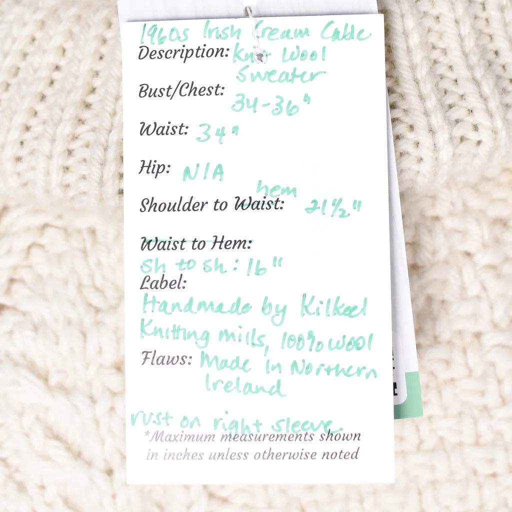 1960s Irish Cream Wool Sweater