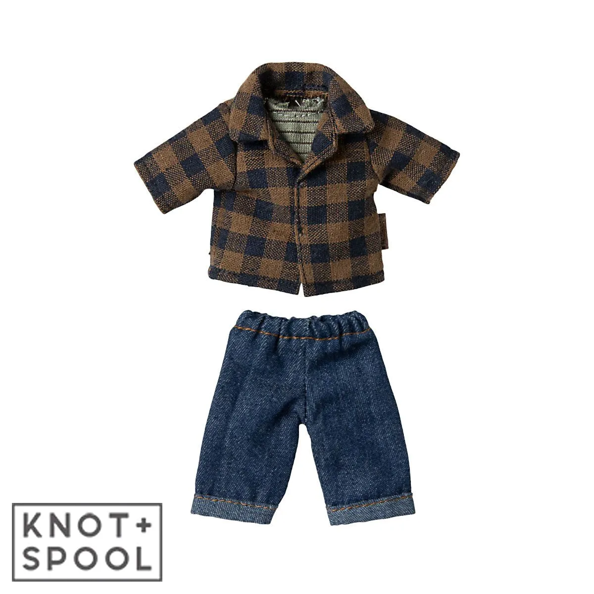 2025 Maileg Dad Mouse Brown-Checkered Shirt & Pants