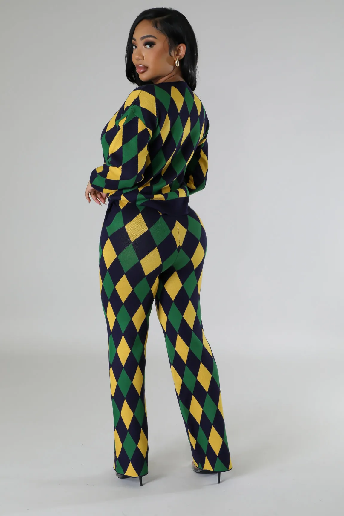 26975P - CHECKERED KNIT CARDIGAN&PANTS SET (4PCS)