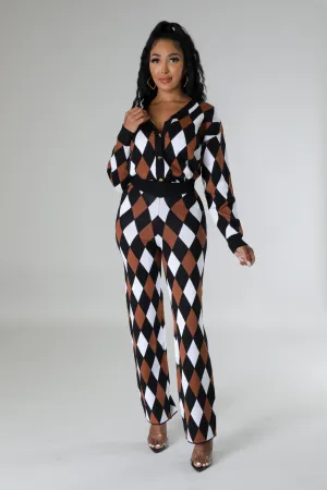 26975P - CHECKERED KNIT CARDIGAN&PANTS SET (4PCS)