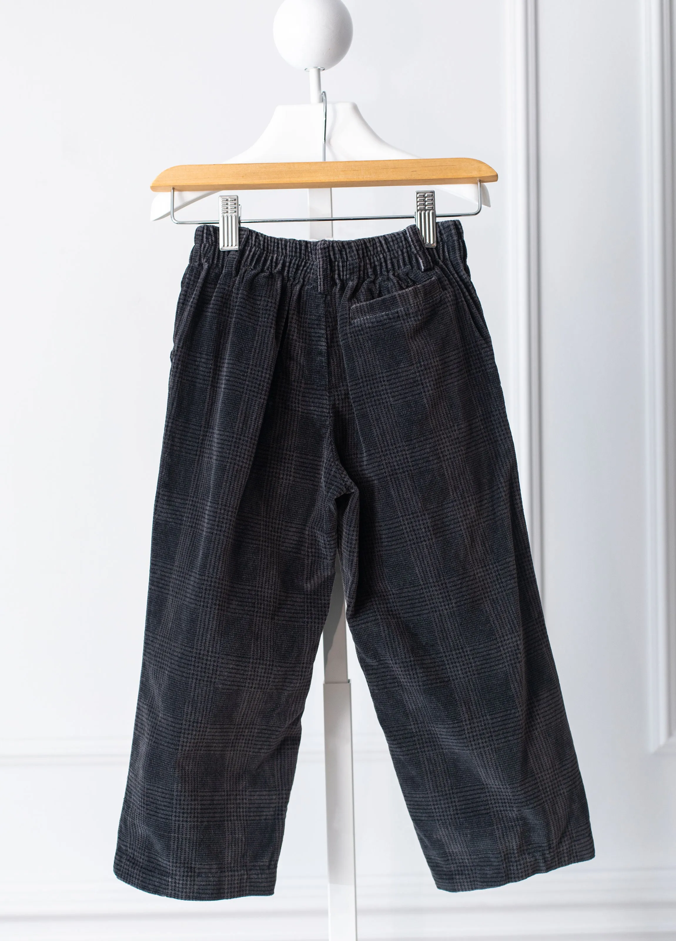 [4y] Kingkow Velvet Checkered Trousers