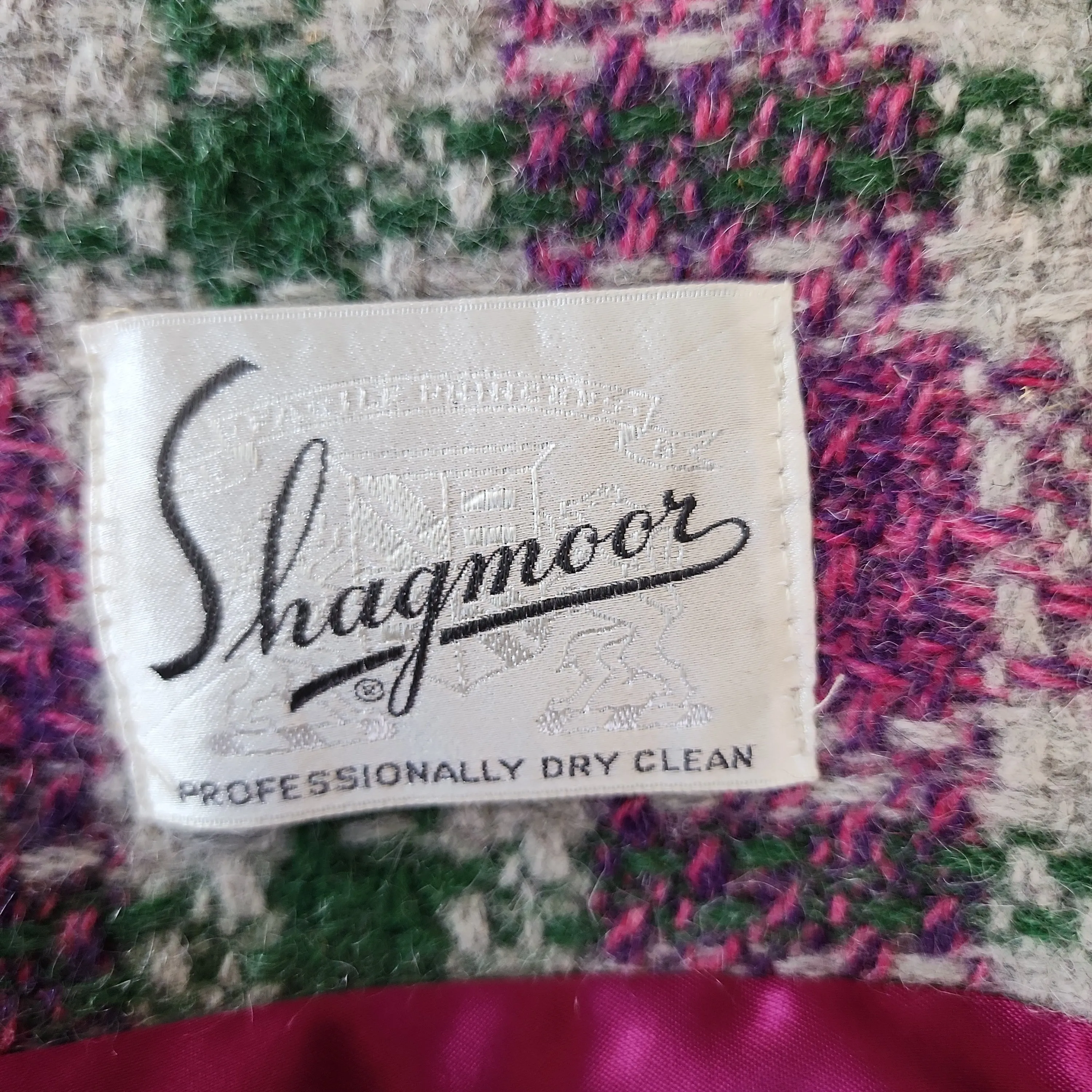 60s Purple Green Plaid Wool Coat Shagmore