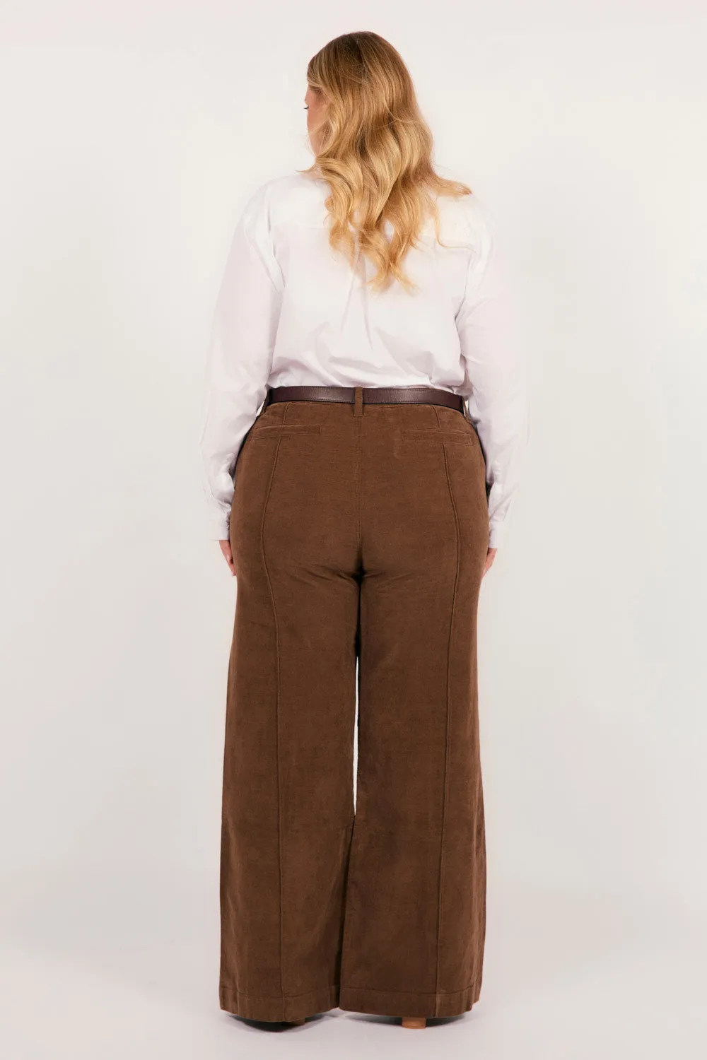 Adrift Wide Leg Brushed Cotton Pant in Chocolate