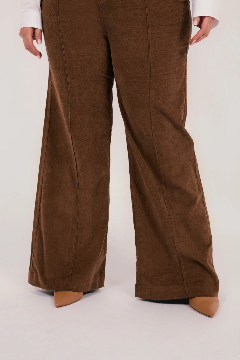 Adrift Wide Leg Brushed Cotton Pant in Chocolate