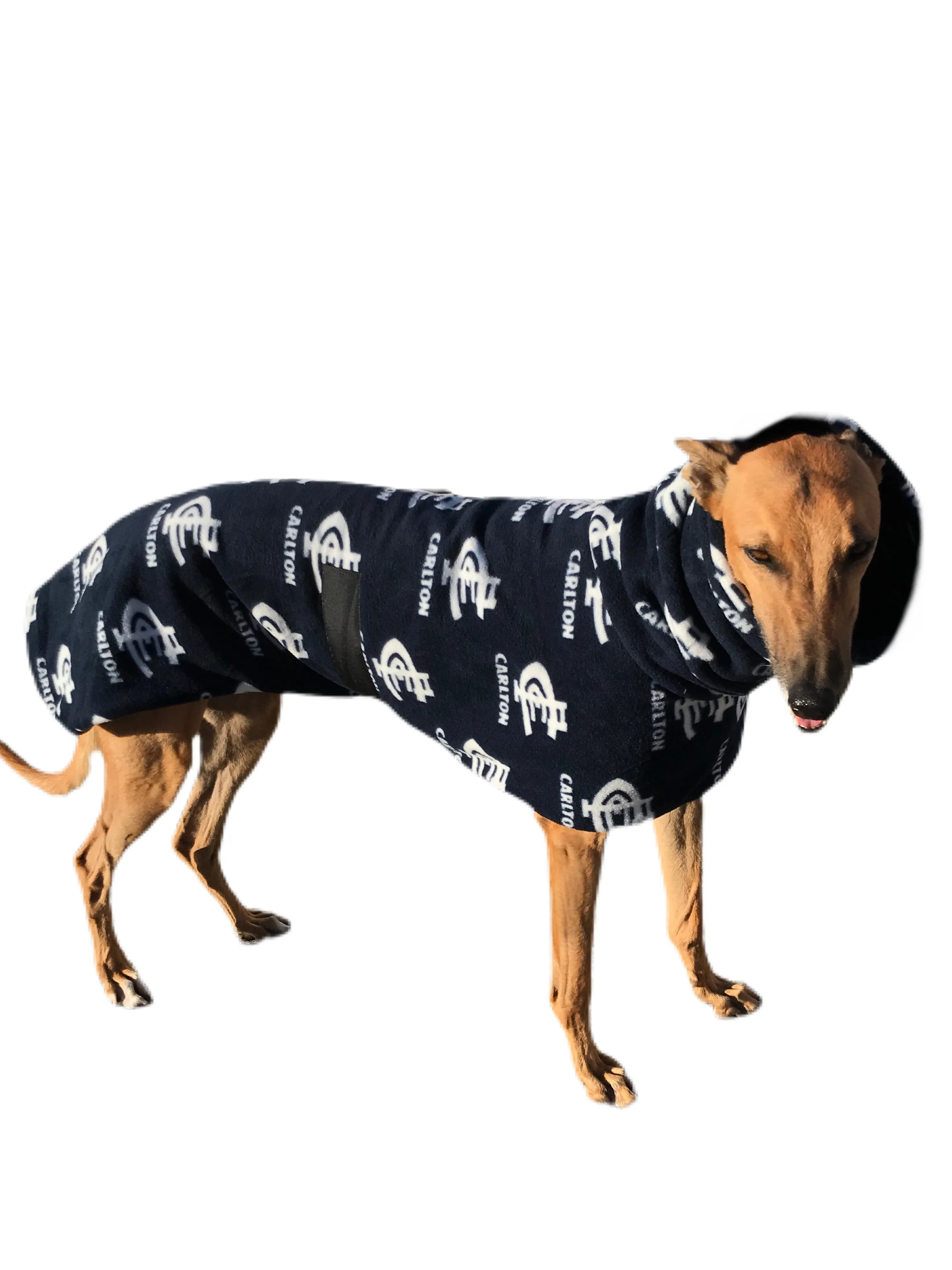 AFL Carlton inspired greyhound coat deluxe style double polar fleece washable