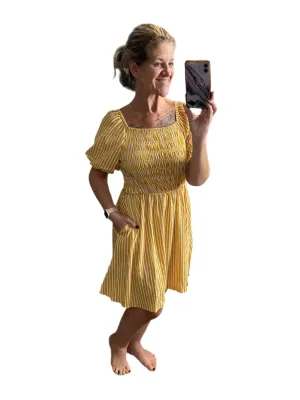 Alina - Yellow White Vertical Stripe