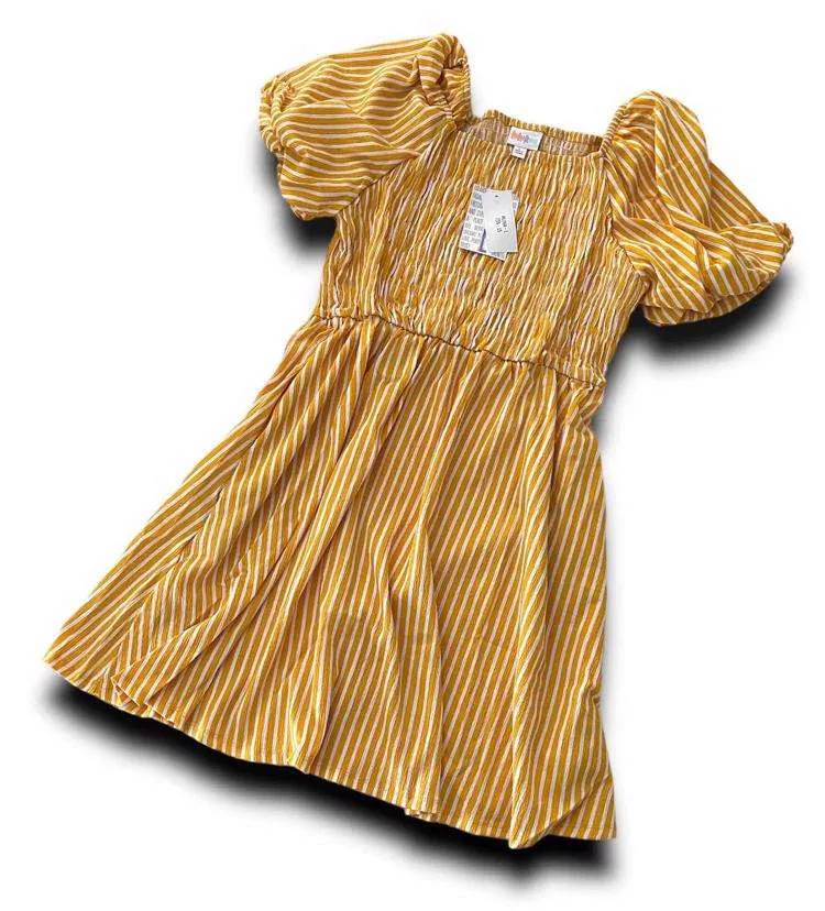 Alina - Yellow White Vertical Stripe