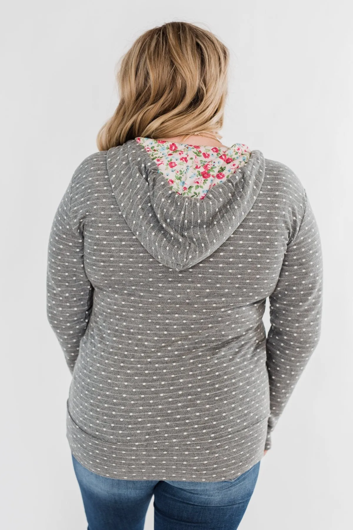 Ampersand Half Zip Polka Dot Hoodie