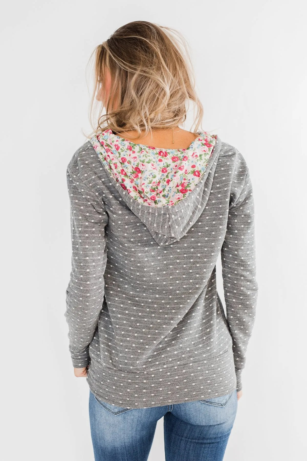 Ampersand Half Zip Polka Dot Hoodie