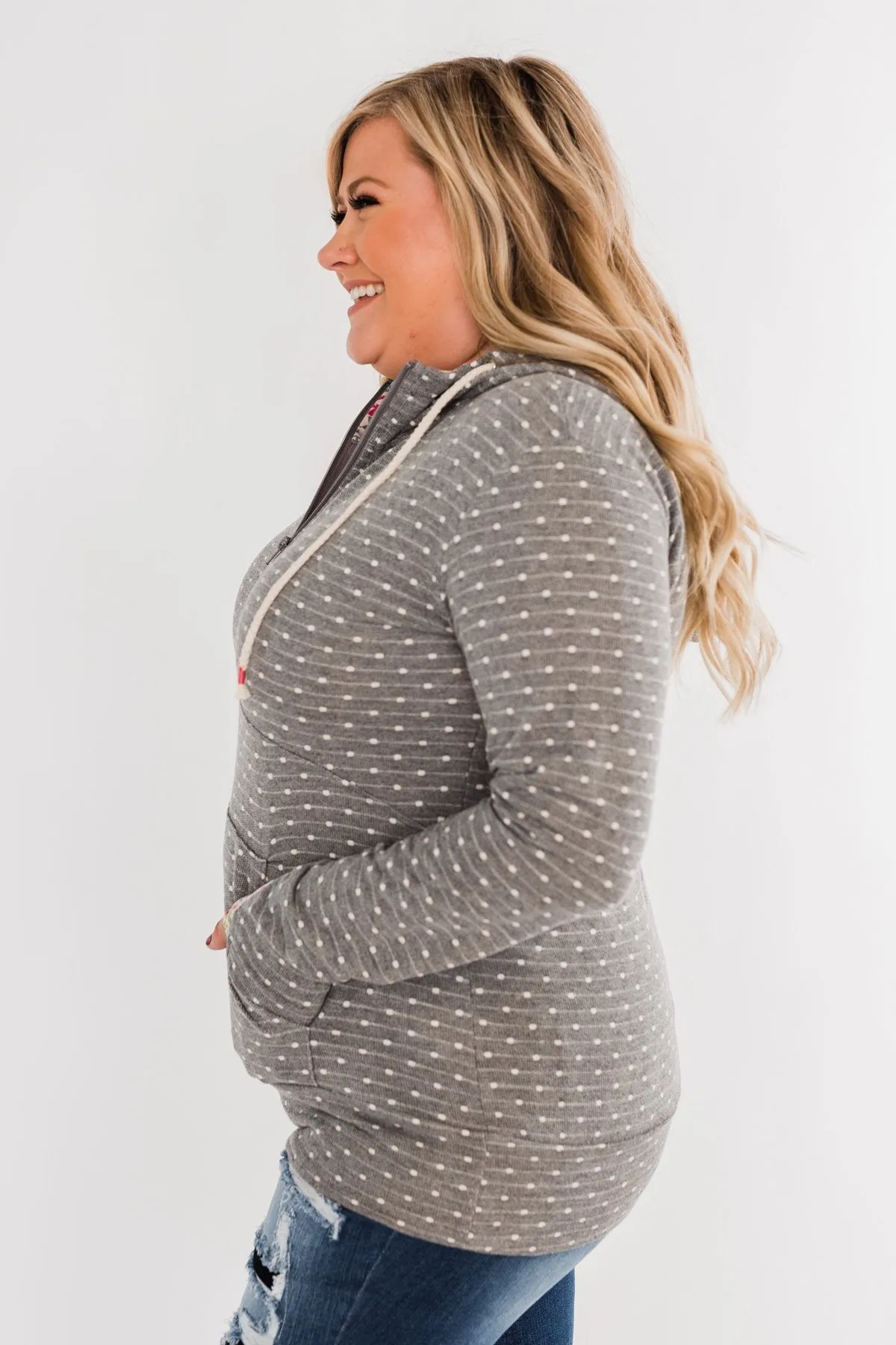 Ampersand Half Zip Polka Dot Hoodie