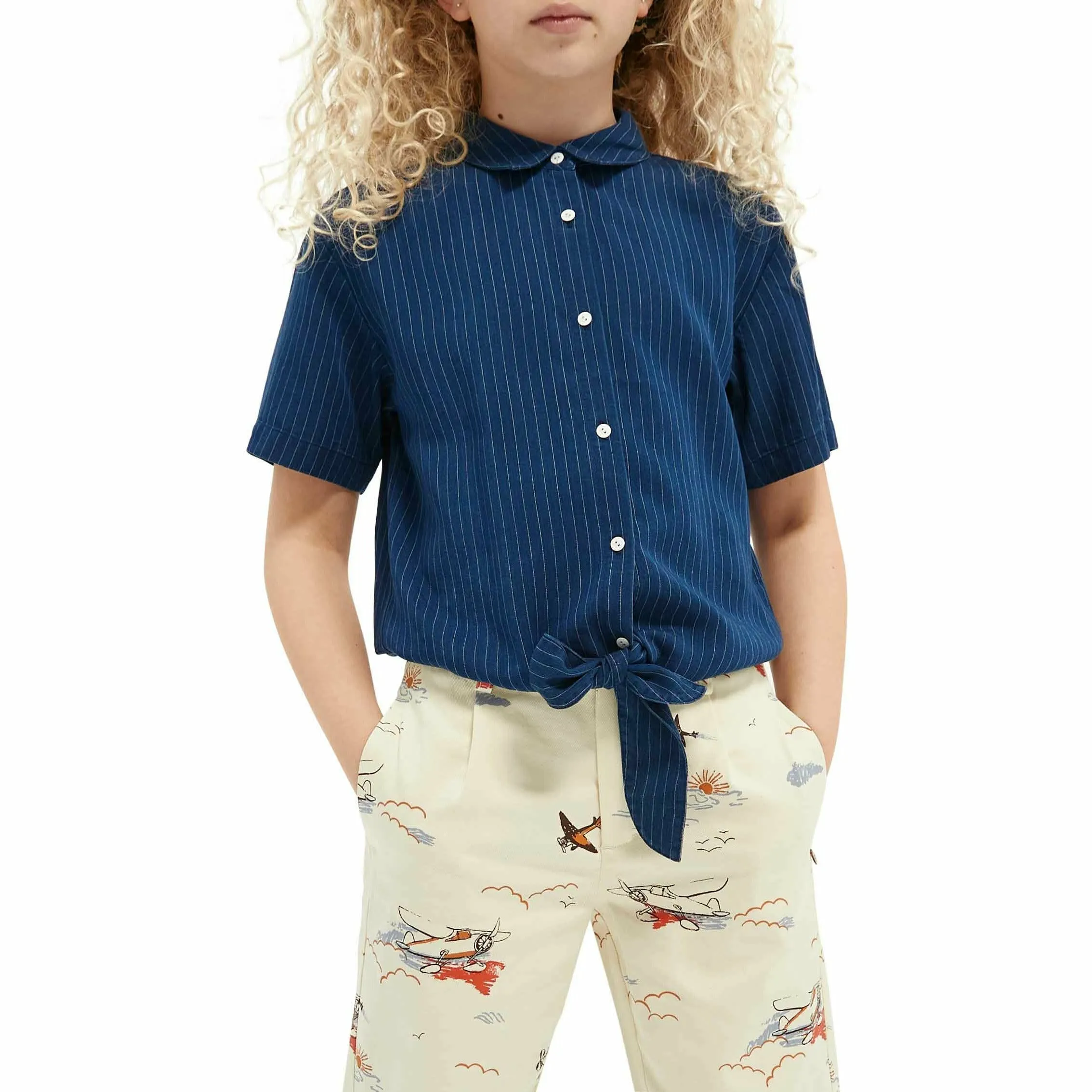 Ams Blauw Indigo Tencel Shirt