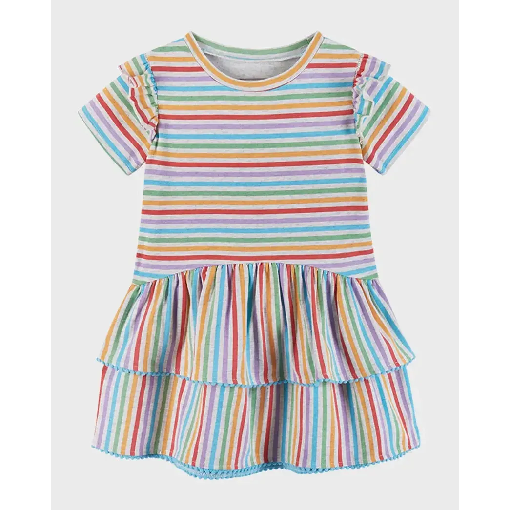Andy & Evan Beige Rainbow Stripe Knit Dress