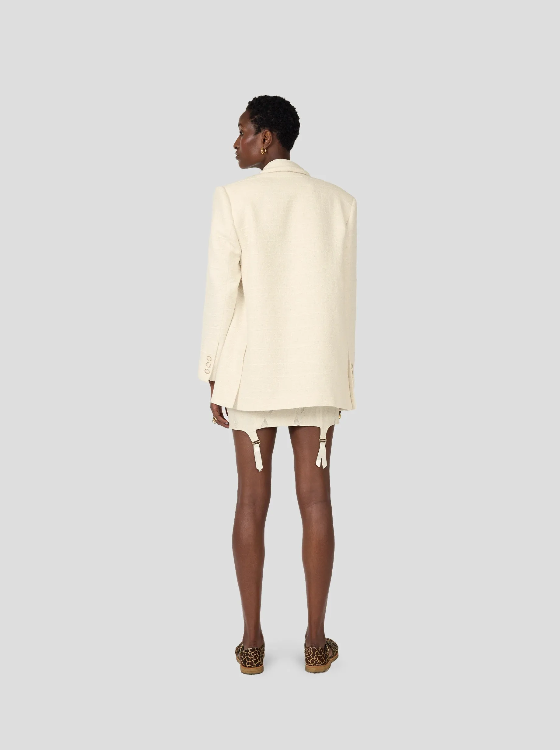 Angus Blazer In Ivory Jute Canvas