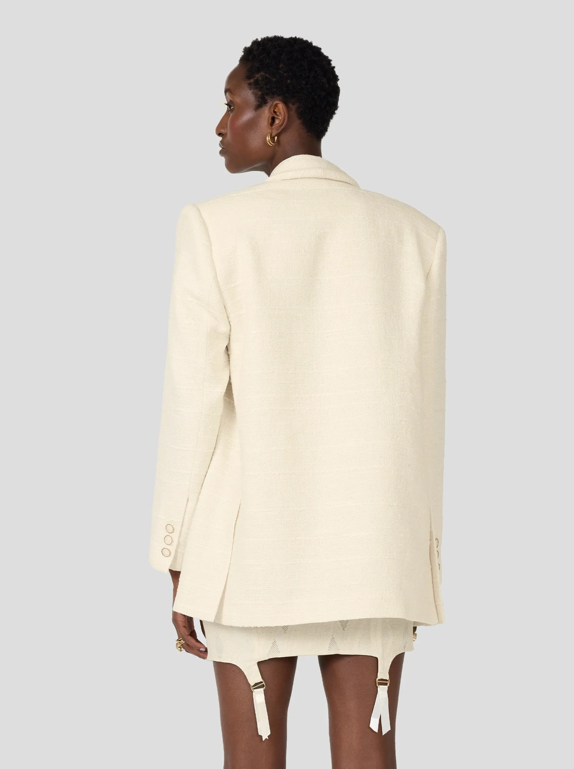 Angus Blazer In Ivory Jute Canvas