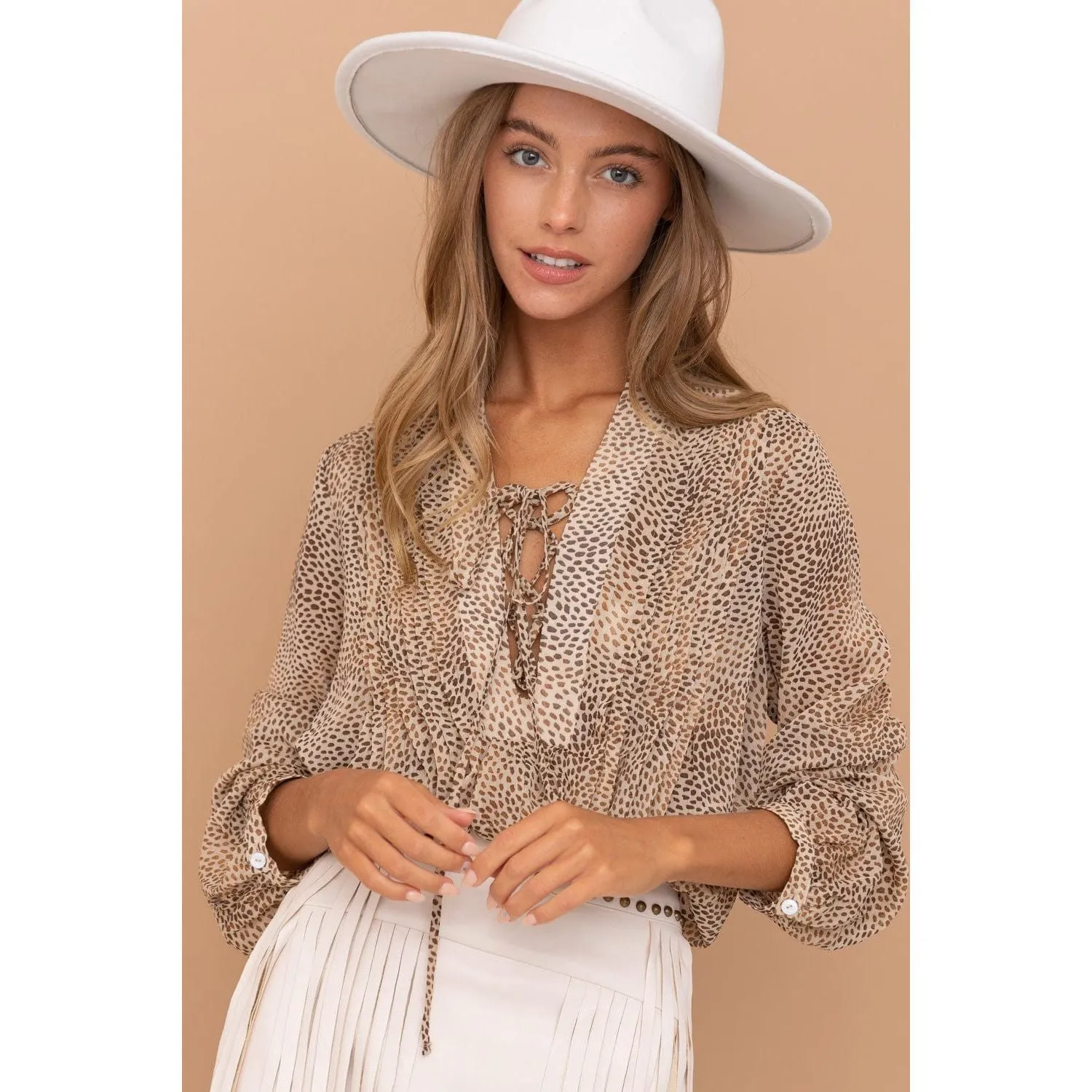 Animal Print Polka Dot Chiffon Blouse