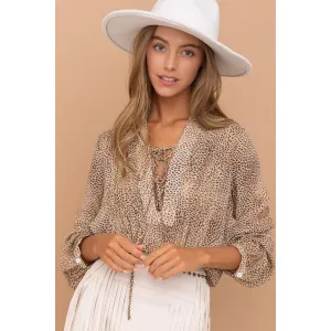 Animal Print Polka Dot Chiffon Blouse