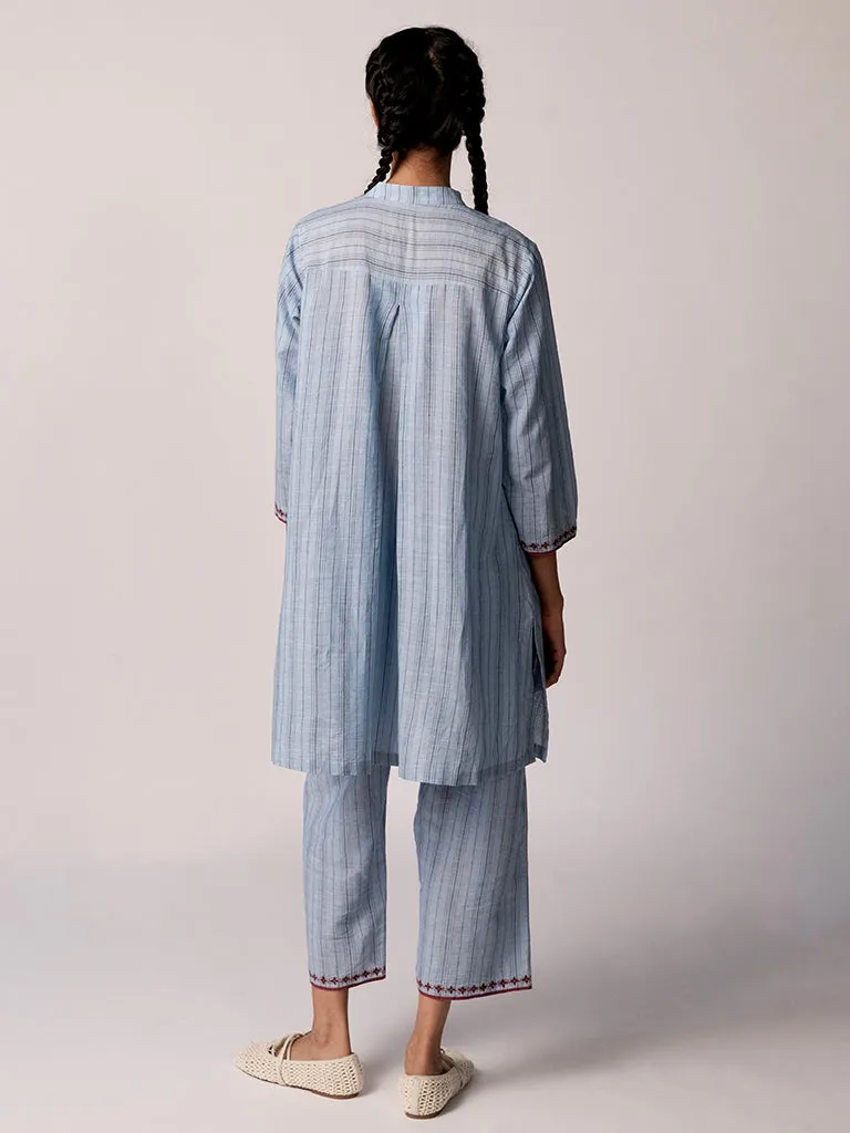 Anjira Pants Blue Cotton Stripe