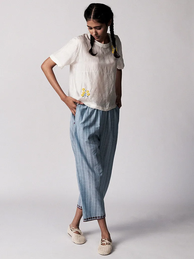 Anjira Pants Blue Cotton Stripe