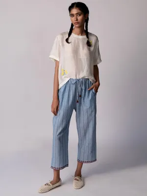 Anjira Pants Blue Cotton Stripe