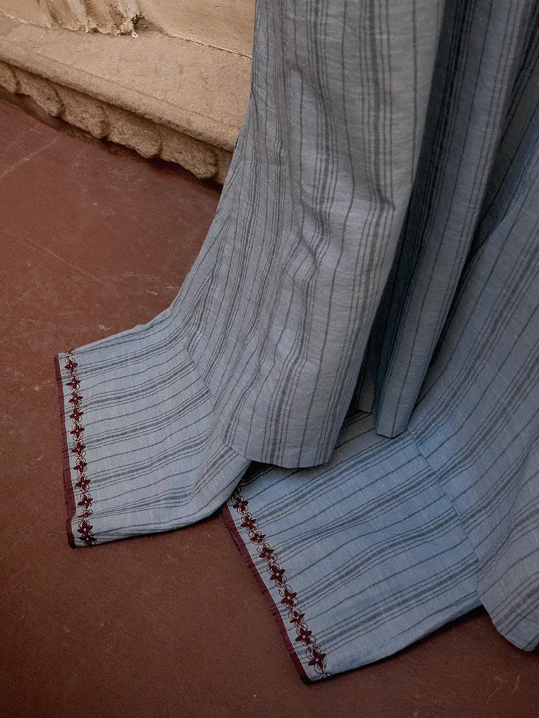 Anjira Pants Blue Cotton Stripe