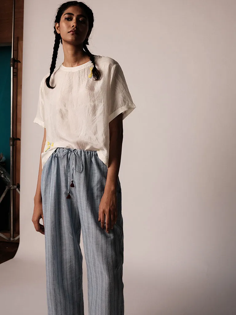 Anjira Pants Blue Cotton Stripe