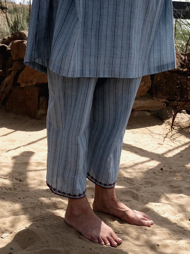 Anjira Pants Blue Cotton Stripe
