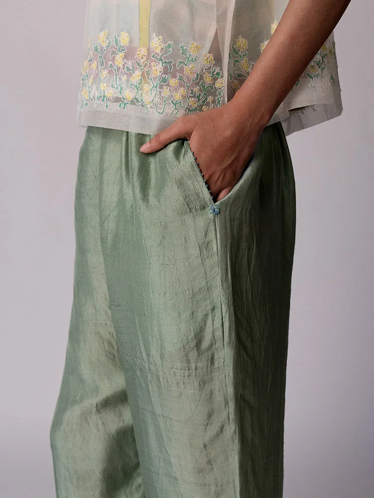 Anjira Pants Green Silk