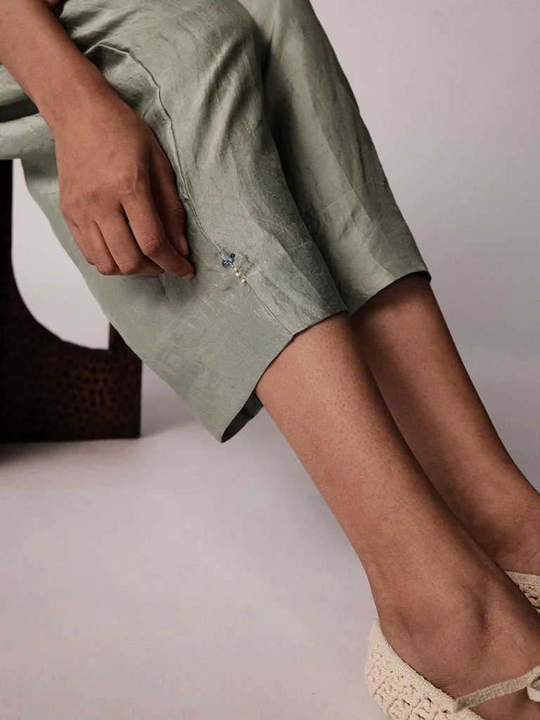 Anjira Pants Green Silk