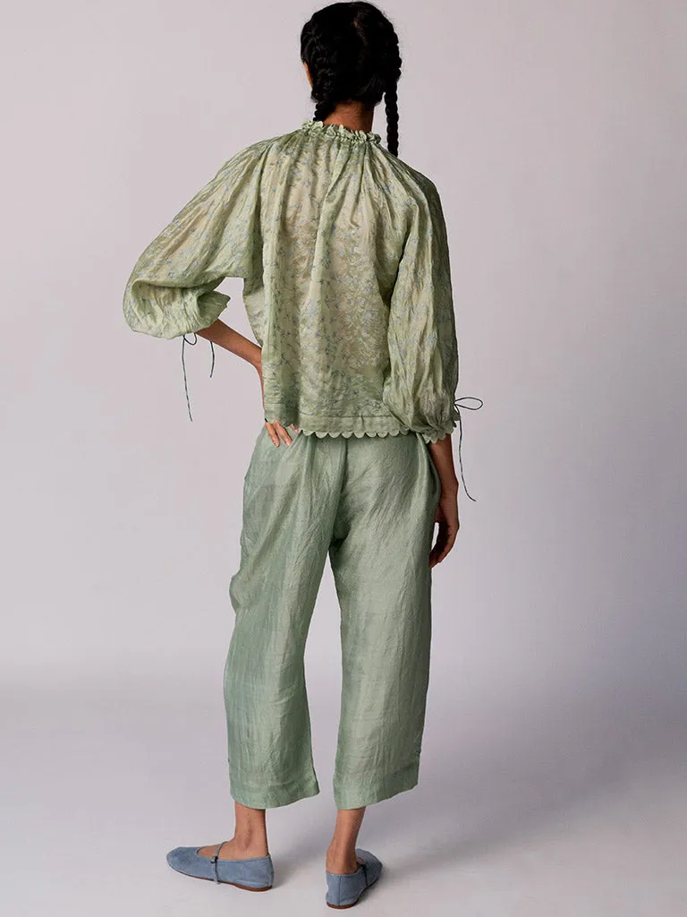 Anjira Pants Green Silk