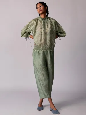 Anjira Pants Green Silk