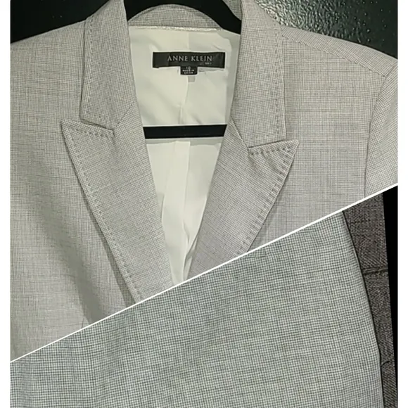 Anne Klein Suit | Wool blend grey checkered blazer &amp; pants, size 10 EUC