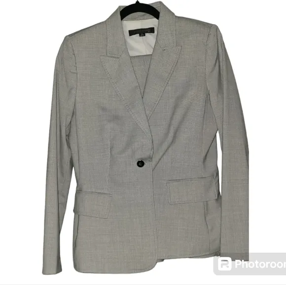 Anne Klein Suit | Wool blend grey checkered blazer &amp; pants, size 10 EUC