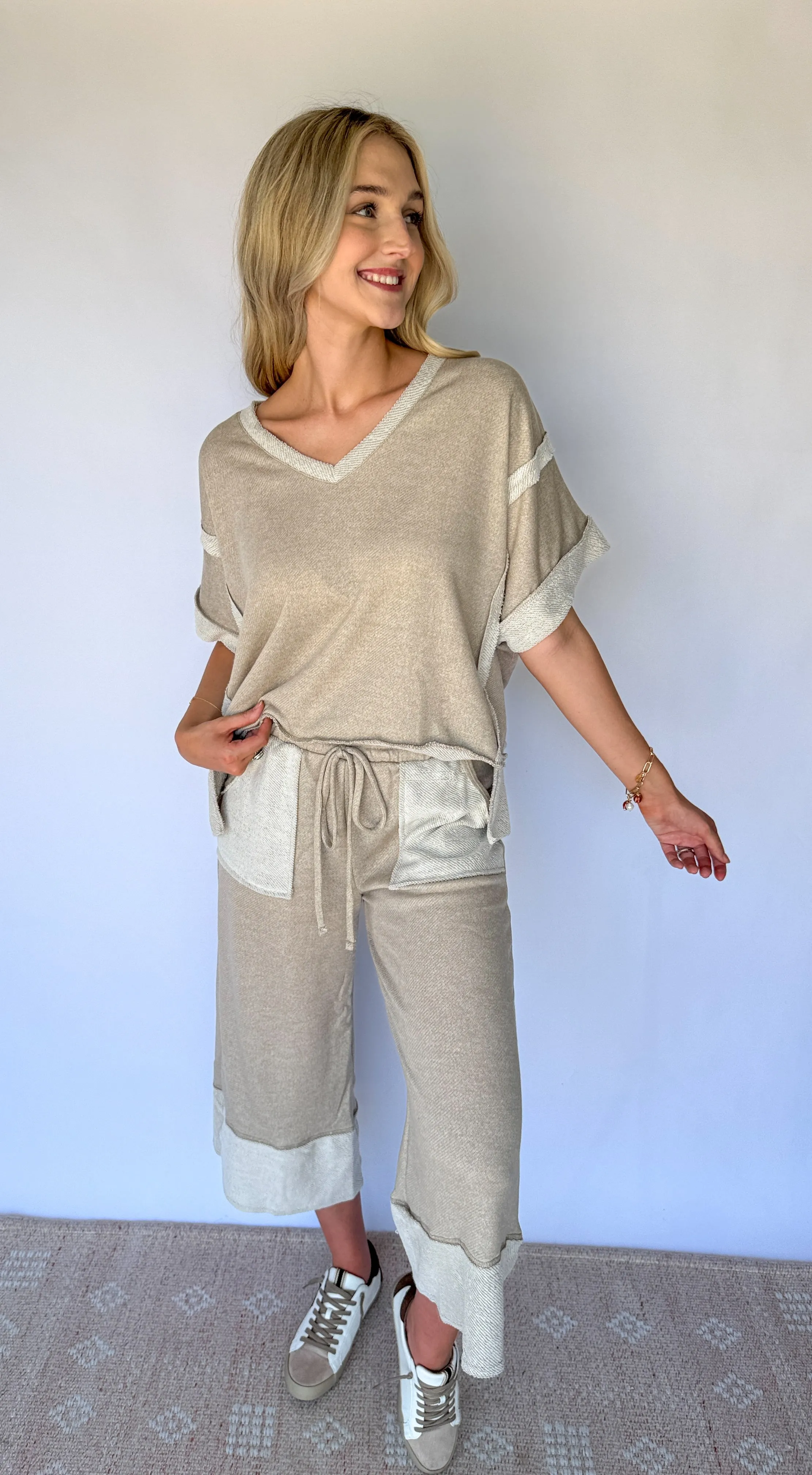Annie Reverse Contrast Wide Leg Pants