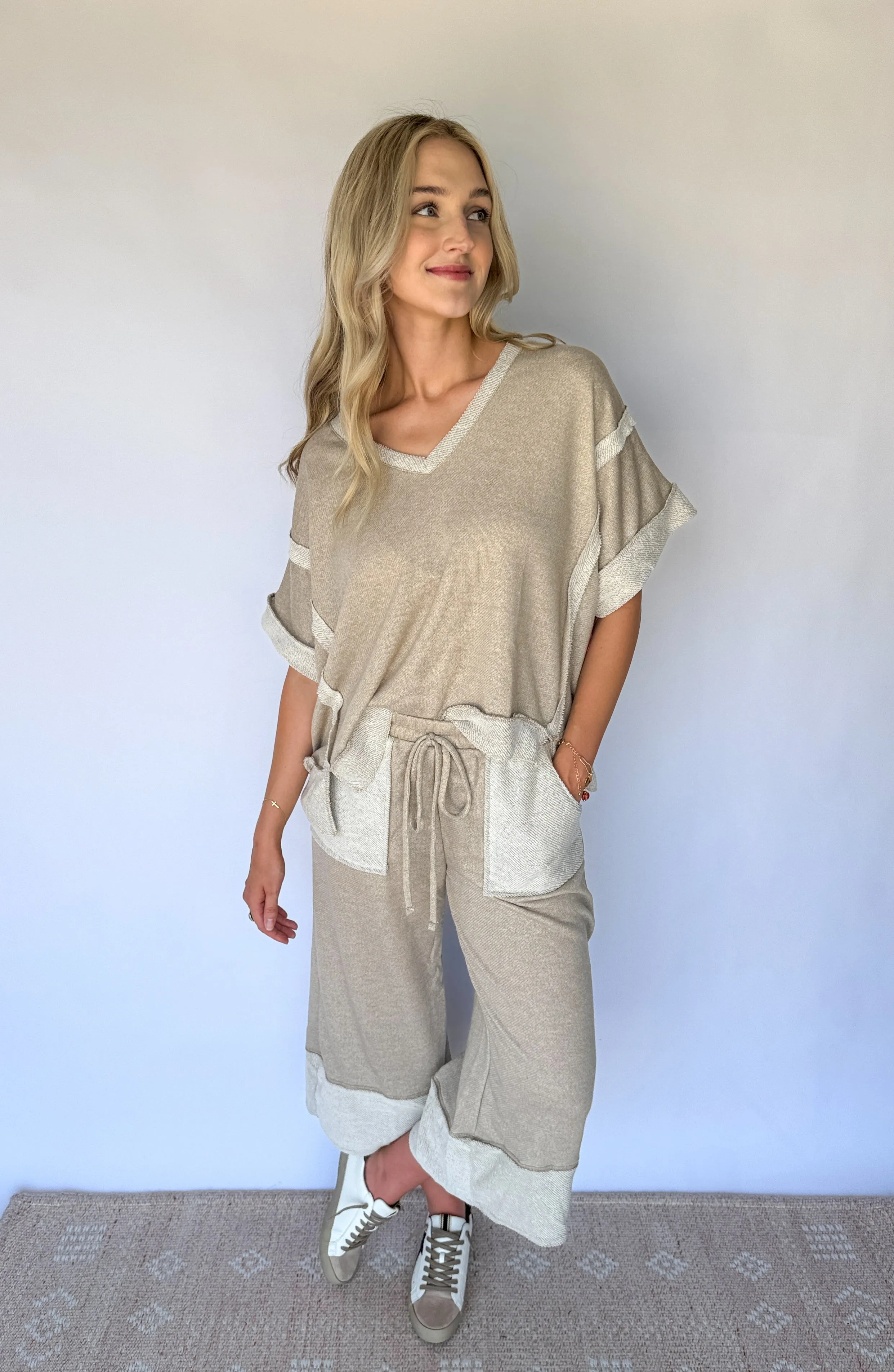 Annie Reverse Contrast Wide Leg Pants