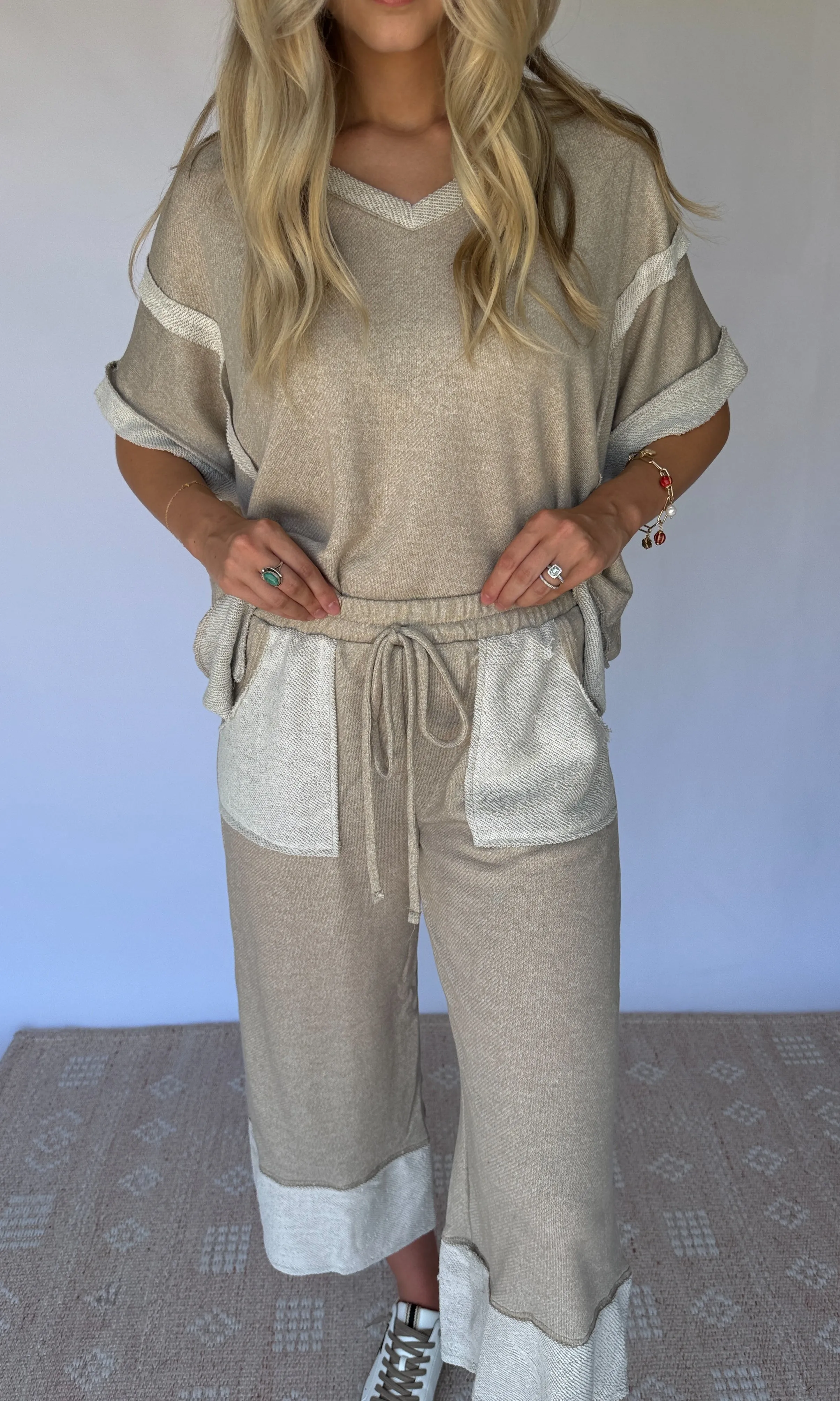 Annie Reverse Contrast Wide Leg Pants