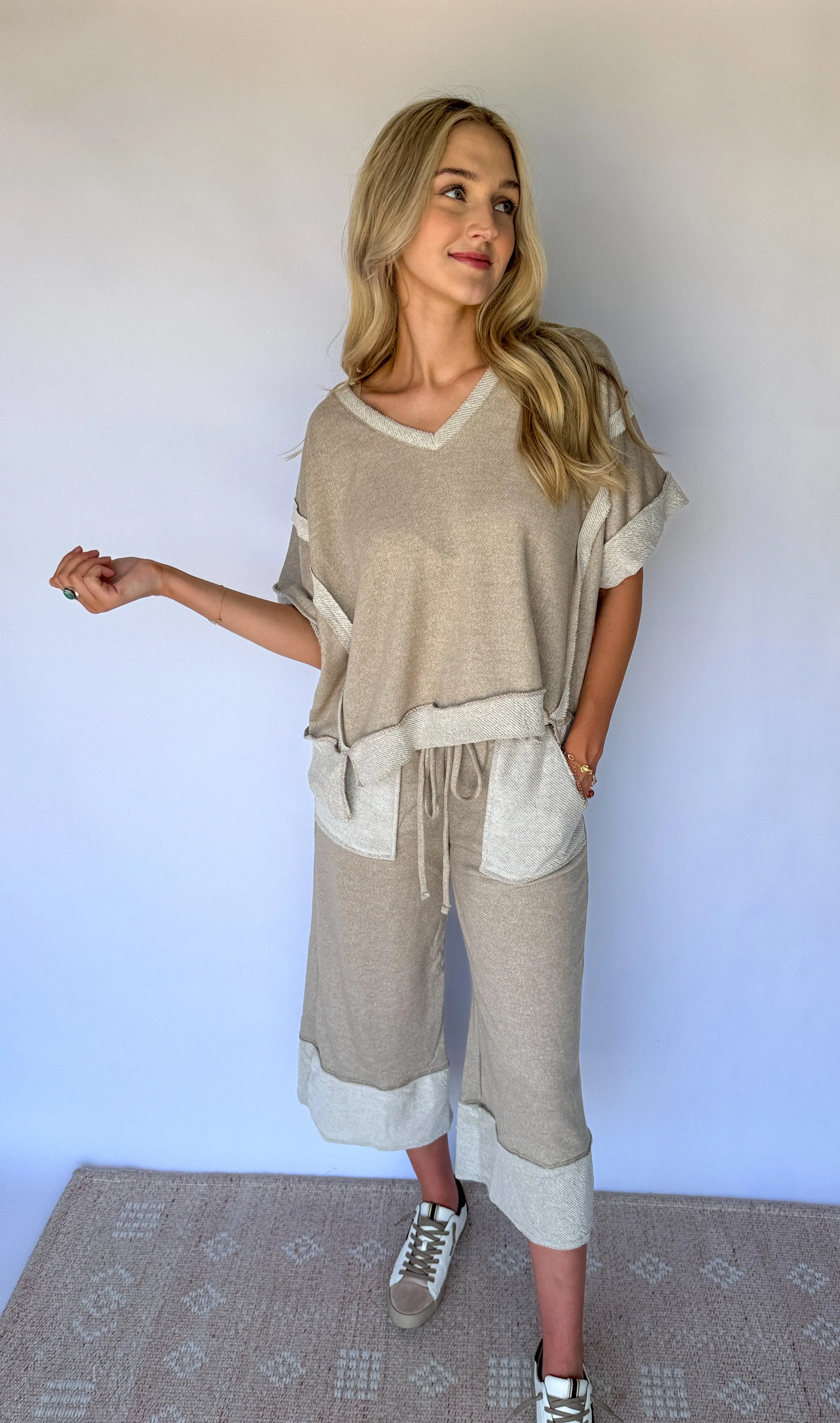 Annie Reverse Contrast Wide Leg Pants