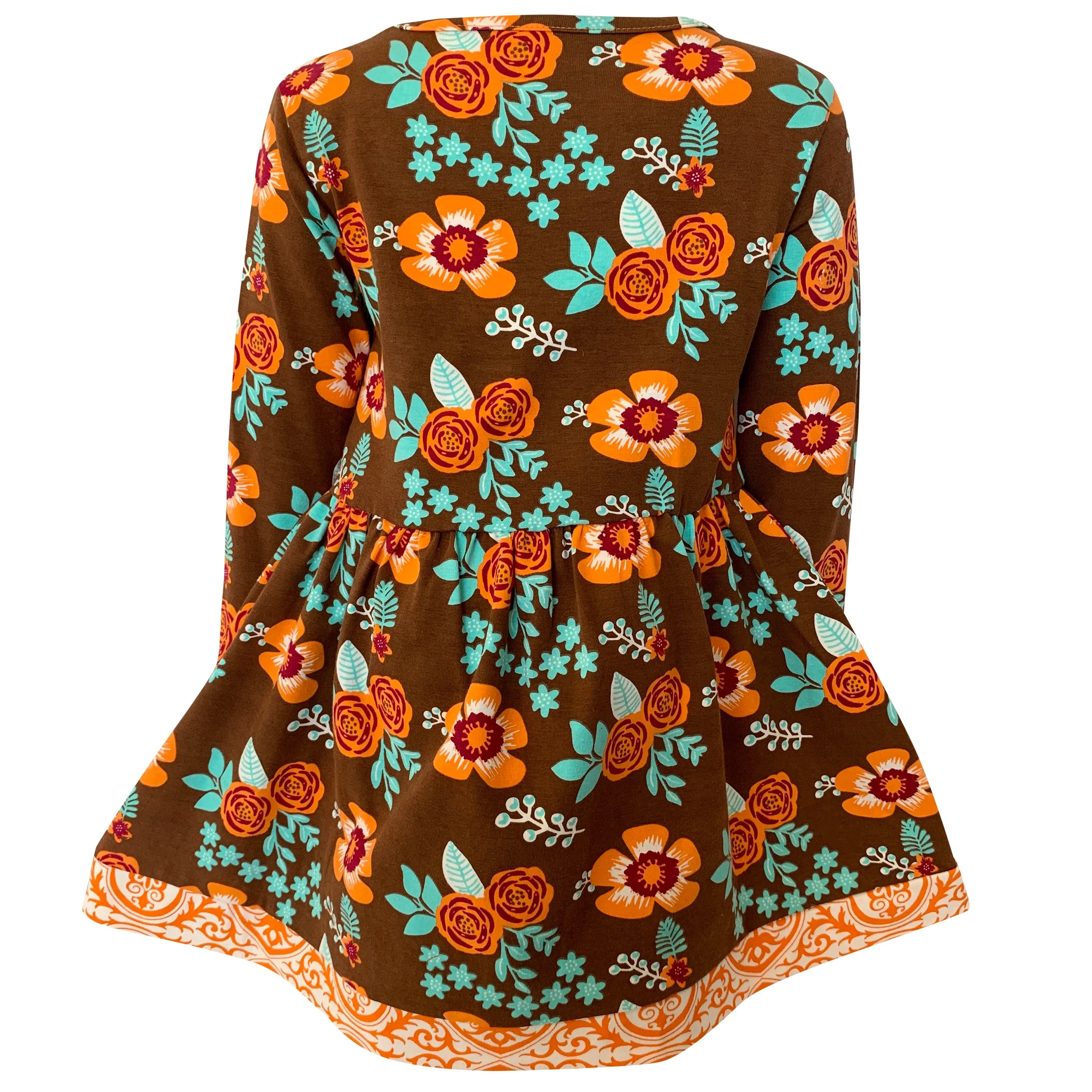 AnnLoren Baby Big Girls Boutique Fall Thanksgiving Floral Cotton Winter Dress