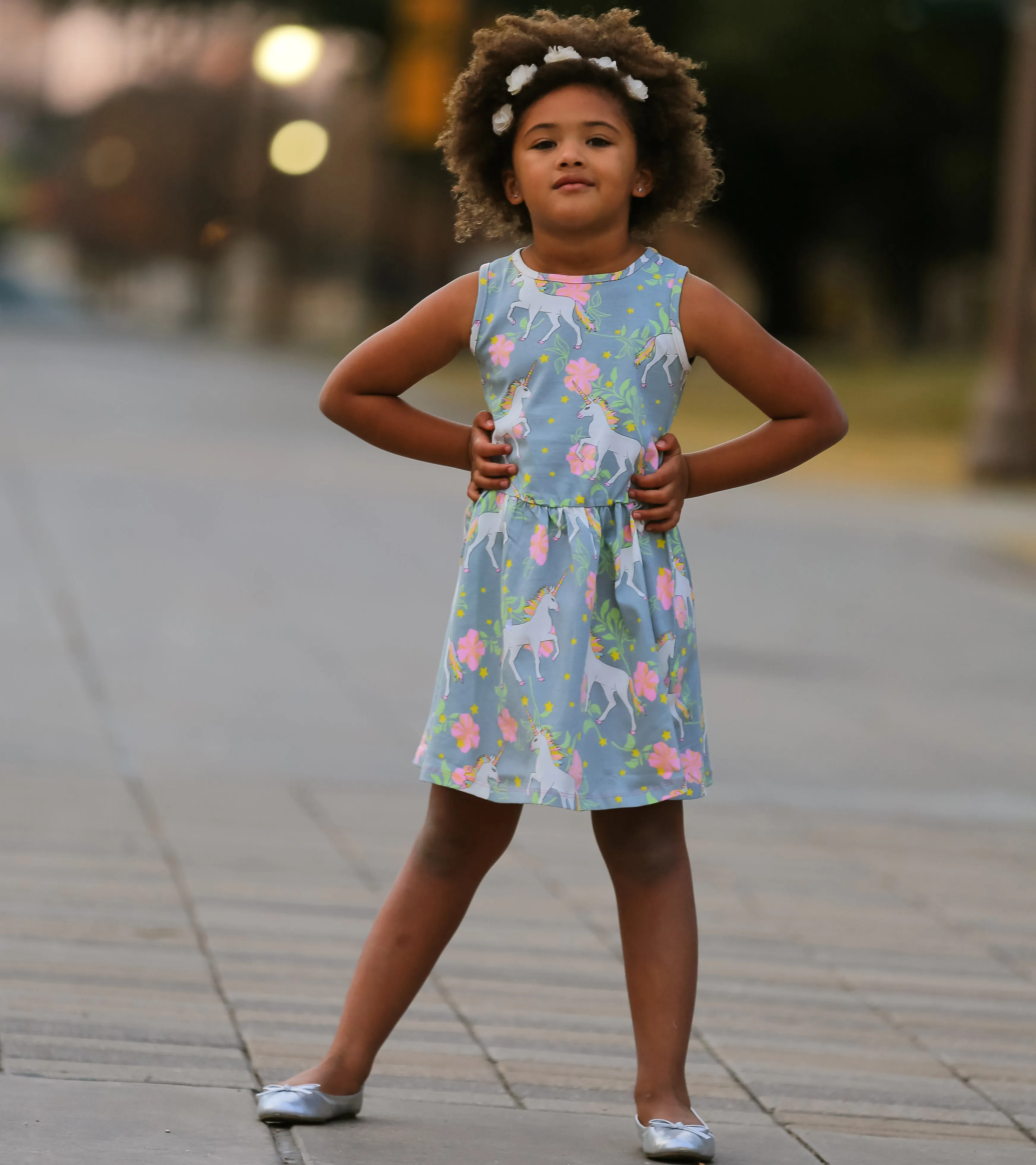 AnnLoren Big Girls Magical Unicorns Rainbows Sleeveless Dress Party Outfit sz 11/12