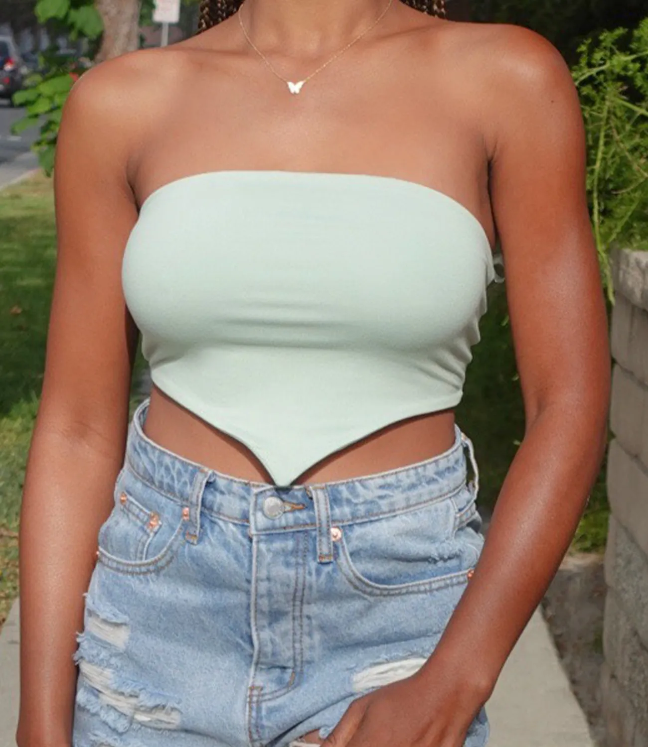 Ari Open Back Bow Tie Top(Sage)
