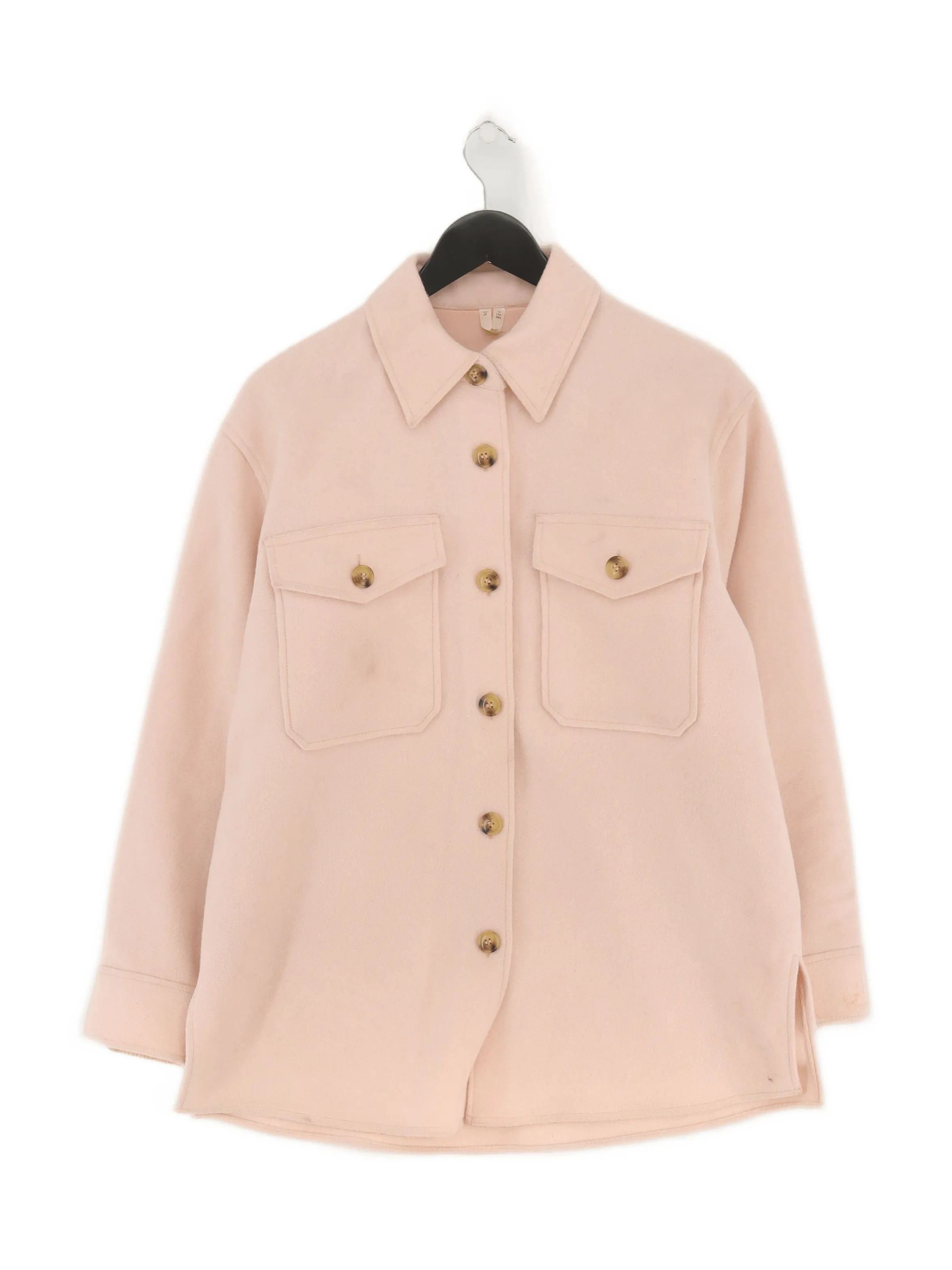 Arket Women's Jacket UK 10 Pink Cotton with Wool
