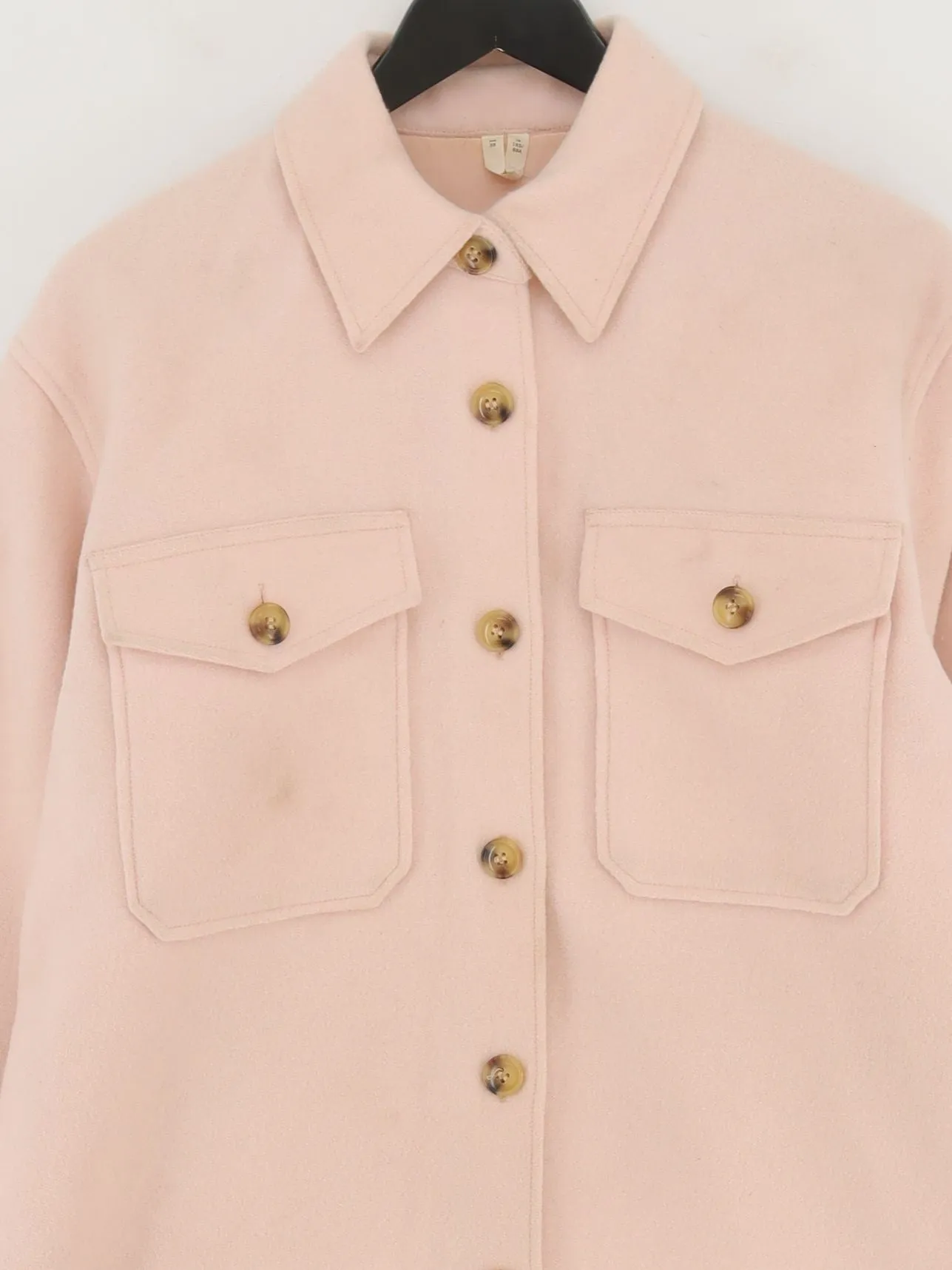 Arket Women's Jacket UK 10 Pink Cotton with Wool