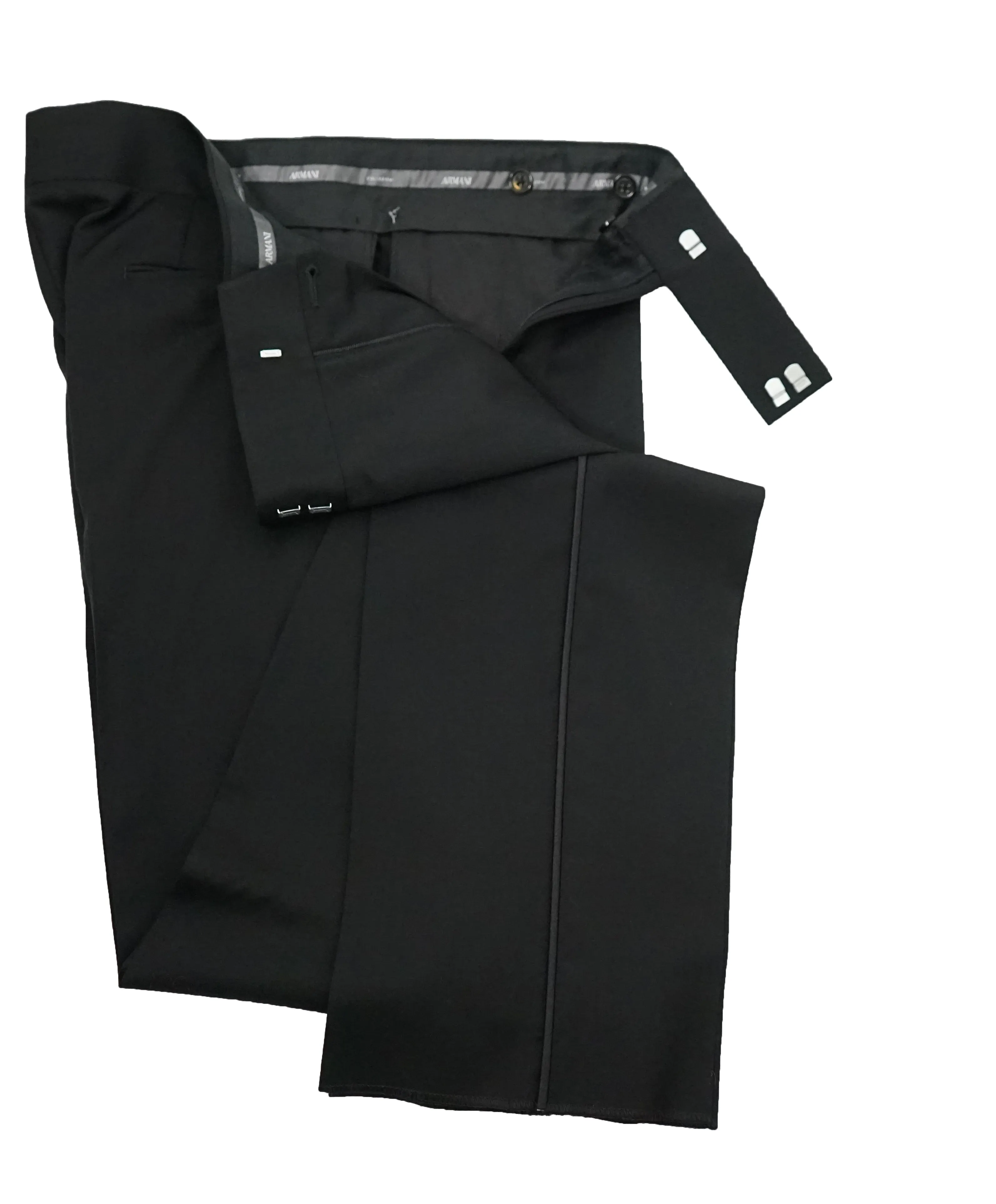 ARMANI COLLEZIONI - “G Line” Natural Stretch Wide Peak Lapel Tuxedo Suit - 44R