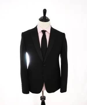 ARMANI COLLEZIONI -Wide Peak Lapel “M Line” Black Satin Detailed Tuxedo - 42R