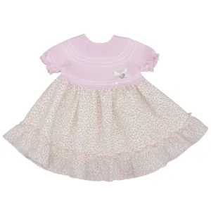 Artesania Granlei Girls Pink Half Knit Floral Dress
