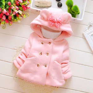 Autumn Winter Baby Girls Infant Kids Double Breasted Hooded Princess Jacket Coats Outwears Christmas Gifts