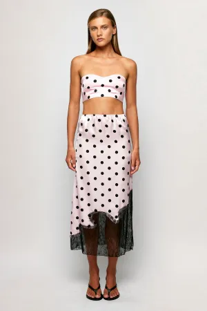 Bandeau Crop | Lace Trim Satin Midi