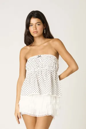 Beatrix Strapless Polka Dot Top