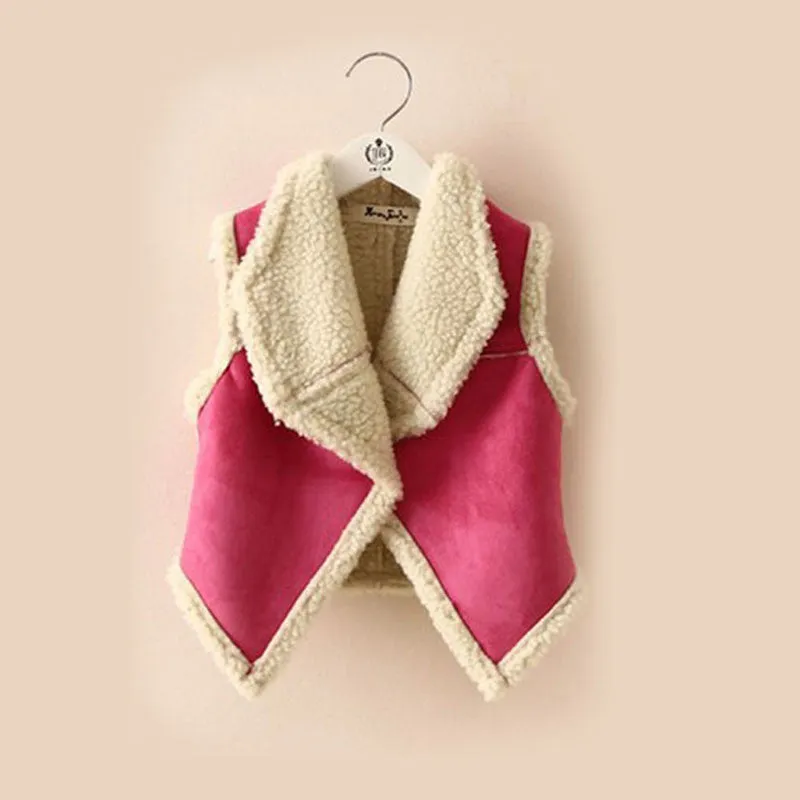 Beauty Baby Girl Faux Suede Tank Kid Children Tops Outerwear Lamb Wool Vest