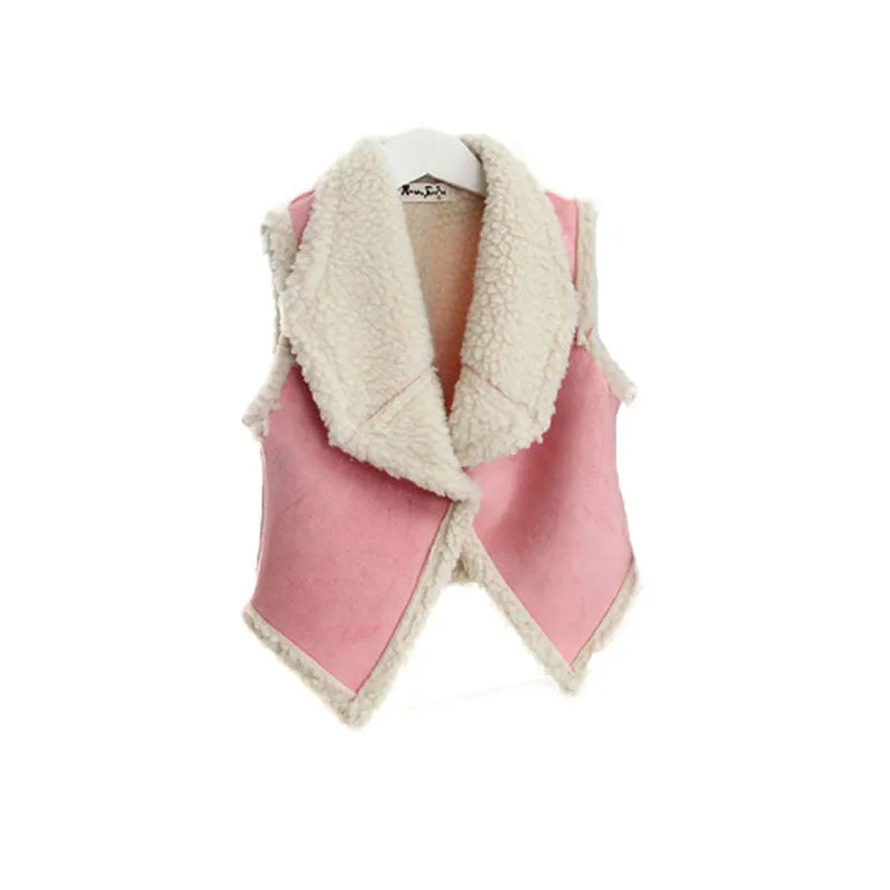Beauty Baby Girl Faux Suede Tank Kid Children Tops Outerwear Lamb Wool Vest