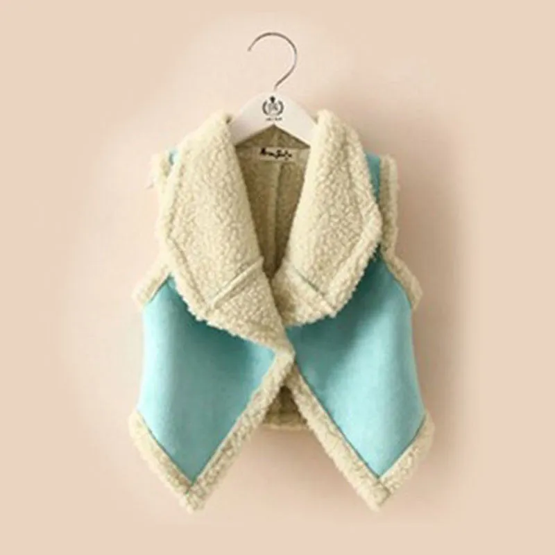 Beauty Baby Girl Faux Suede Tank Kid Children Tops Outerwear Lamb Wool Vest